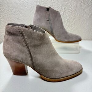 Susina Kayden Lea Ankle Boots Bootie 9.5M Stone Suede Leather Block Tige En Cuir